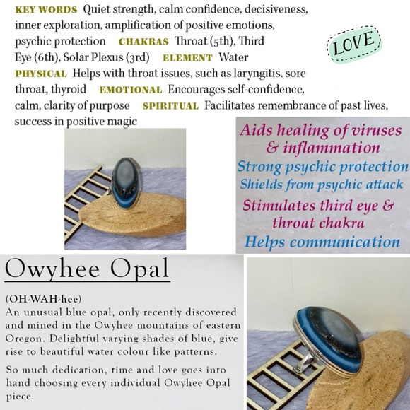 Owyhee Bullseye Blue Opal Gemstone Chunky Handmade Ring - Picture 3 of 7